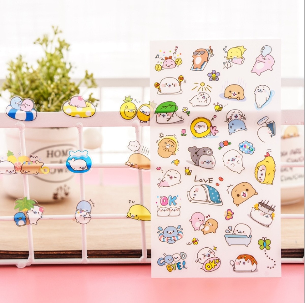 Bộ 6 Tấm Sticker Dán Trang Trí Sư Tử Biển