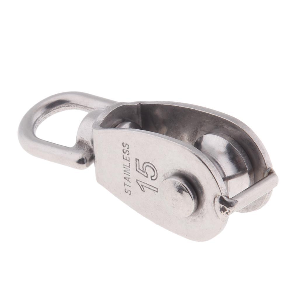 2x Heavy Duty Wheel Swivel Lifting Rope Single Pulley Block M15
