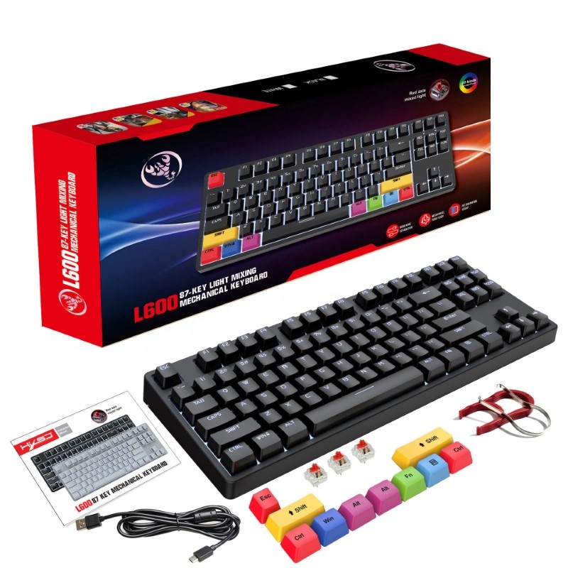 Bàn phím cơ HXSJ L600 Gaming Black Chống ồn - hàng nhập khẩu