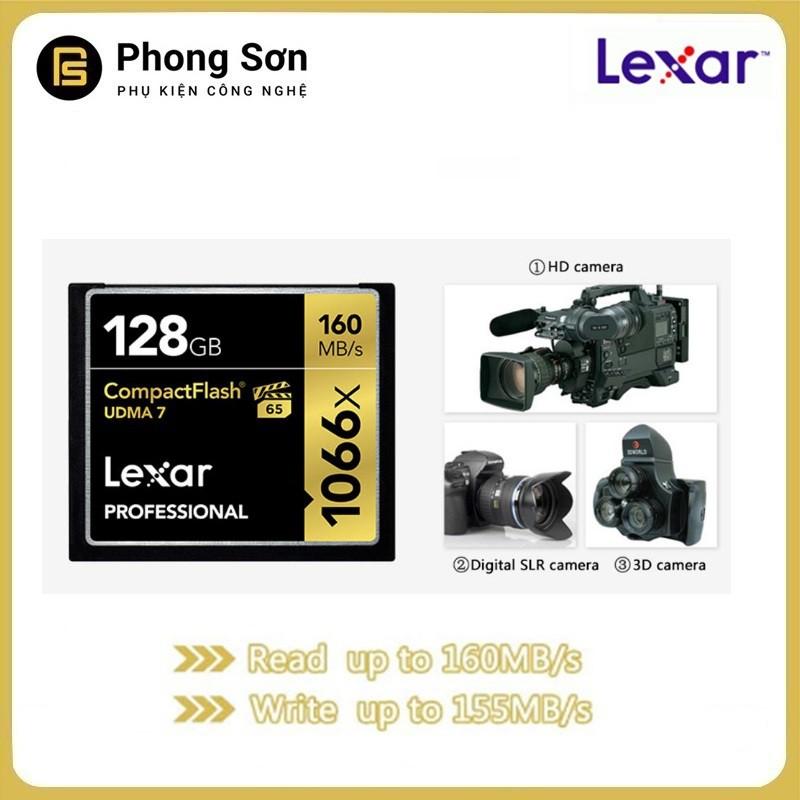 Thẻ nhớ CF Lexar 128GB Pro 1066X 160MB/s - cho máy ảnh chuyên nghiệp, tốc độ cao (Đen, Vàng) - Hàng Chính Hãng