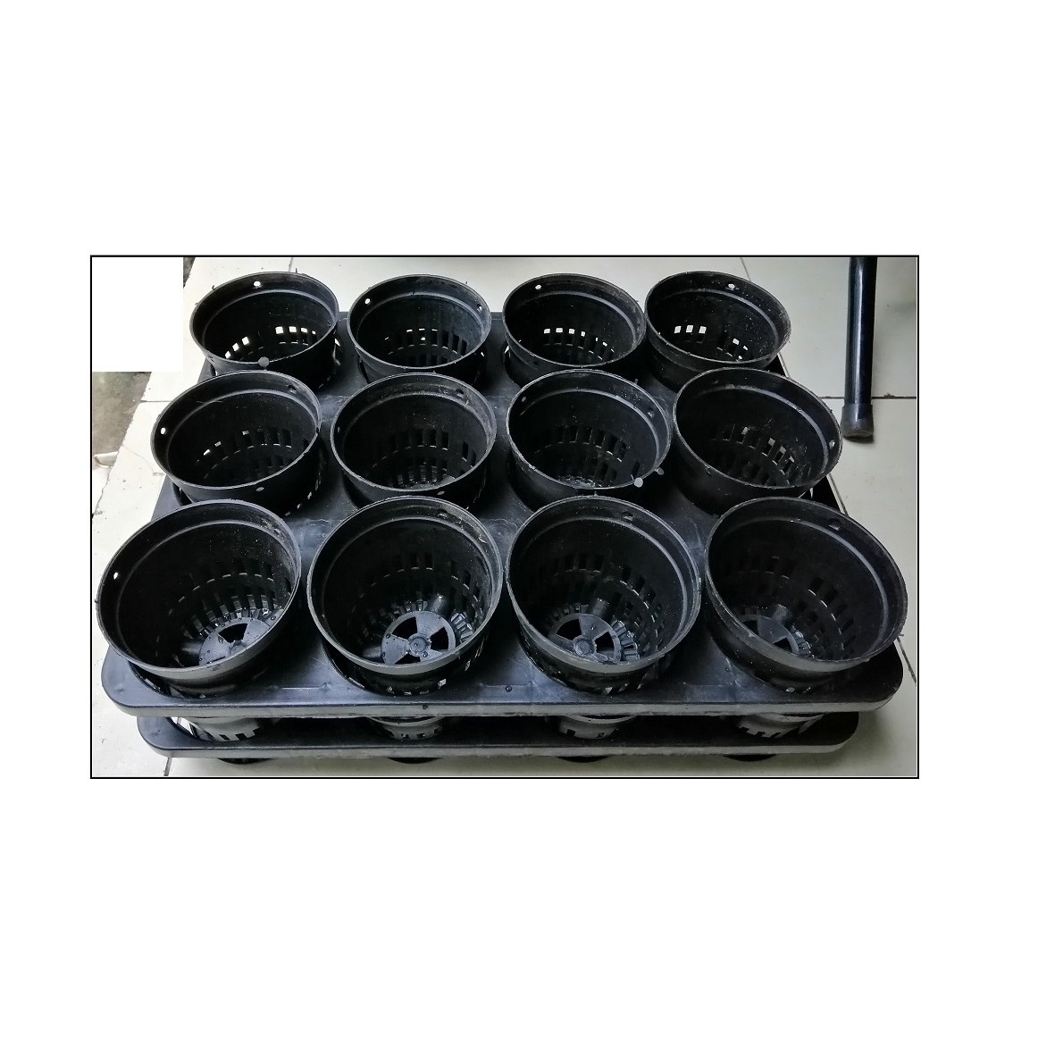 COMBO 2KHAY NHỰA CỨNG 12 LỖ + 24 CHẬU NHỰA FI 10CM TRỒNG RAU ƯƠM MẦM