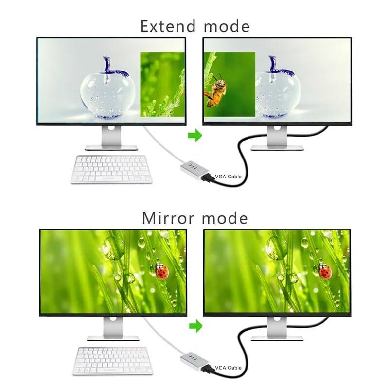 Ugreen UG4025640256TK 80CM Màu Trắng USB 3.0 To VGA + 3 Ports USB 3.0 - HÀNG CHÍNH HÃNG