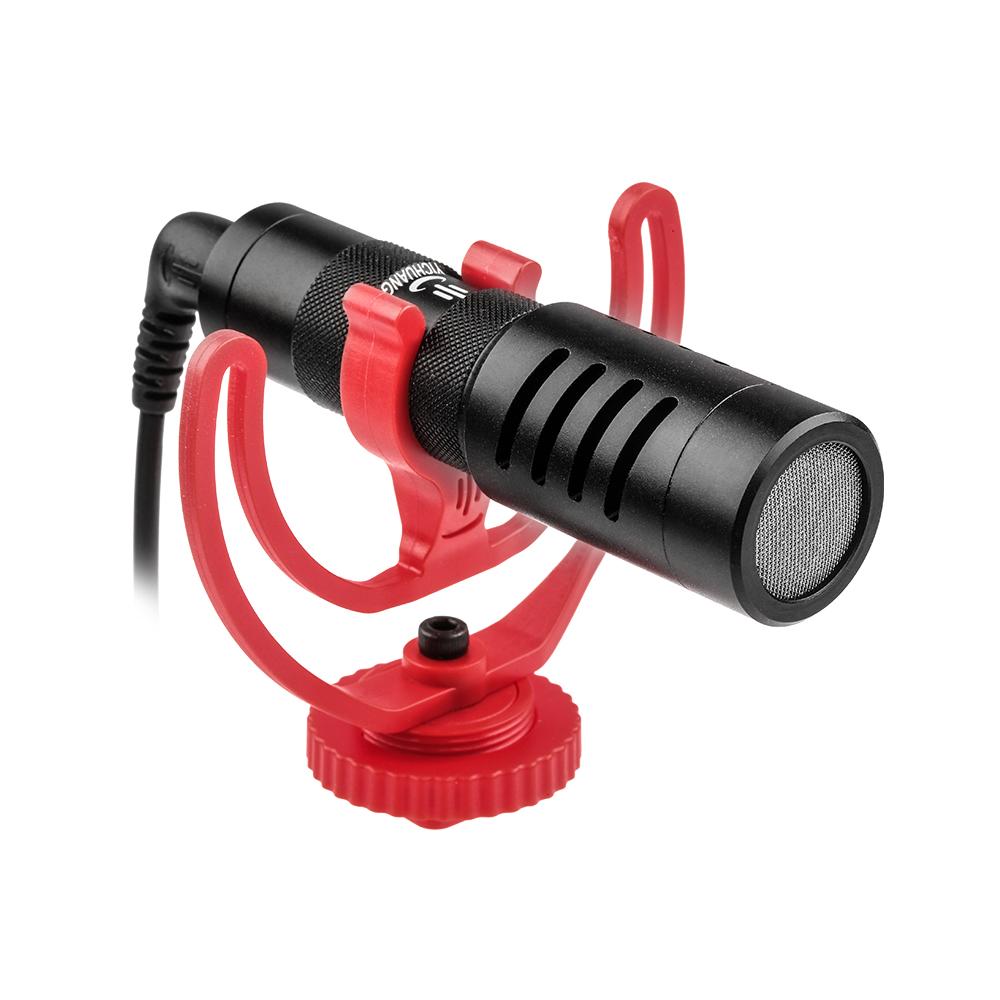 Micrô trên máy ảnh Mini Universal Cardioid ó đế chống sốc, jack 3,5 mm, TRS TRRS Fur Windsheild