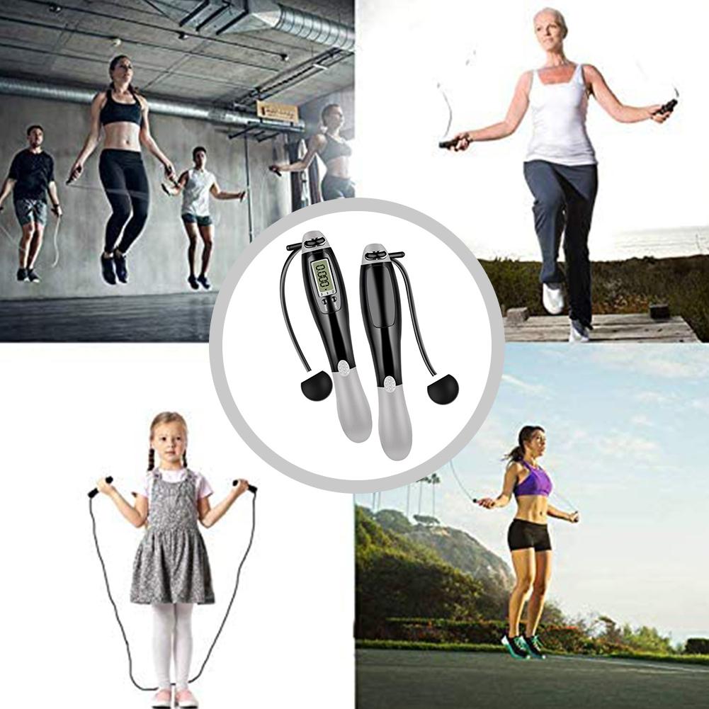 Đếm thông minh nhảy dây tập thể dục không dây cơ thể bỏ qua dây thừng tập luyện thiết bị xây dựng cơ thể di động Màu sắc: màu xám đen