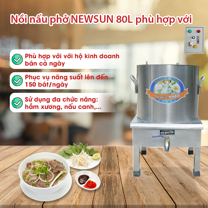 Nồi Nấu Phở Tủ Điện Rời NEWSUN 80L - Hàng chính hãng