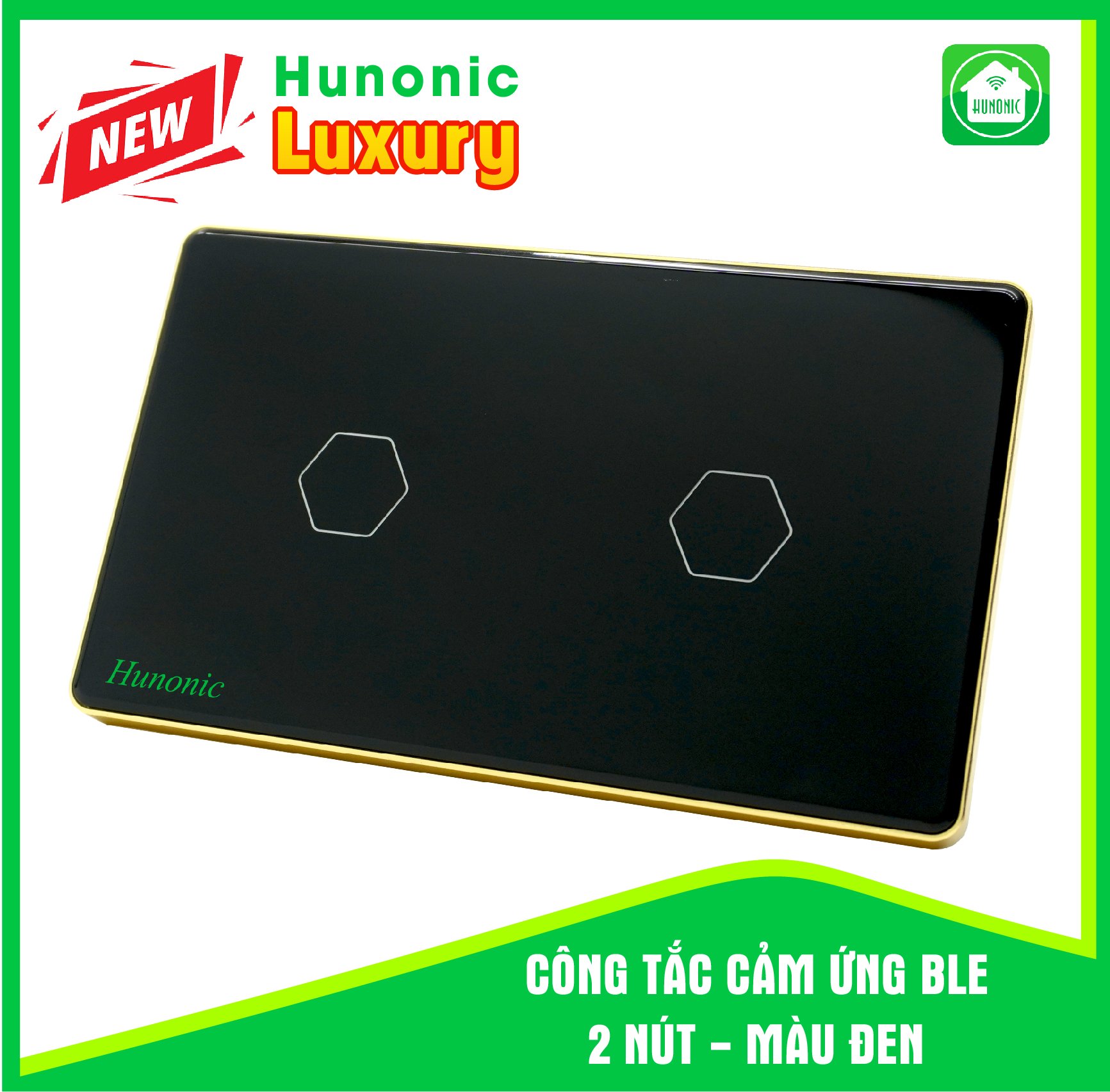 Công tắc thông minh LUXURY 2 nút đen - hàng chính hãng