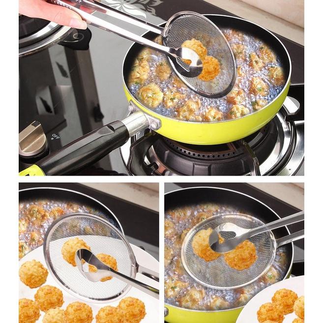 KẸP DỤNG CỤ GẮP ĐỒ CHIÊN ĐỒ NÓNG CÓ LƯỚI CHỐNG NÓNG RÁO DẦU TIỆN LỢI - DỤNG CỤ GẮP CHIÊN 2IN1 CHỊU NHIỆT TỐT KHÔNG GỈ