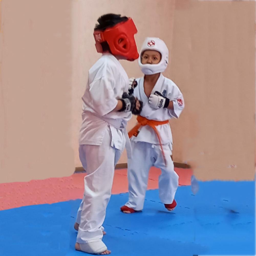 Sinobudo Kyokushin Karate Fighting Bàn tay Bảo vệ Kyokushinkai Karate Găng tay PU thể thao võ thuật thể thao Găng tay Color: White Size: XS Long 16.5cm