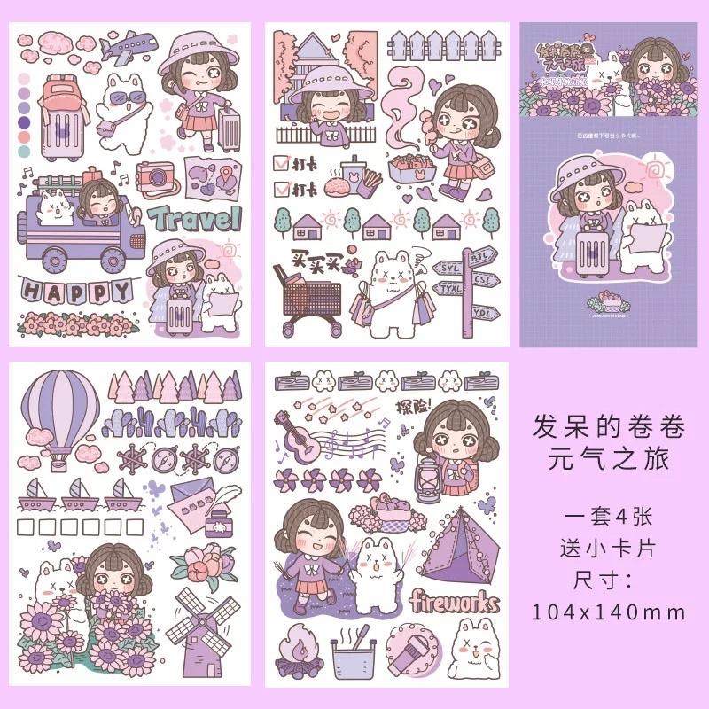 Set 4 tờ stickers nhiều chủ đề dễ thương xinh xắn