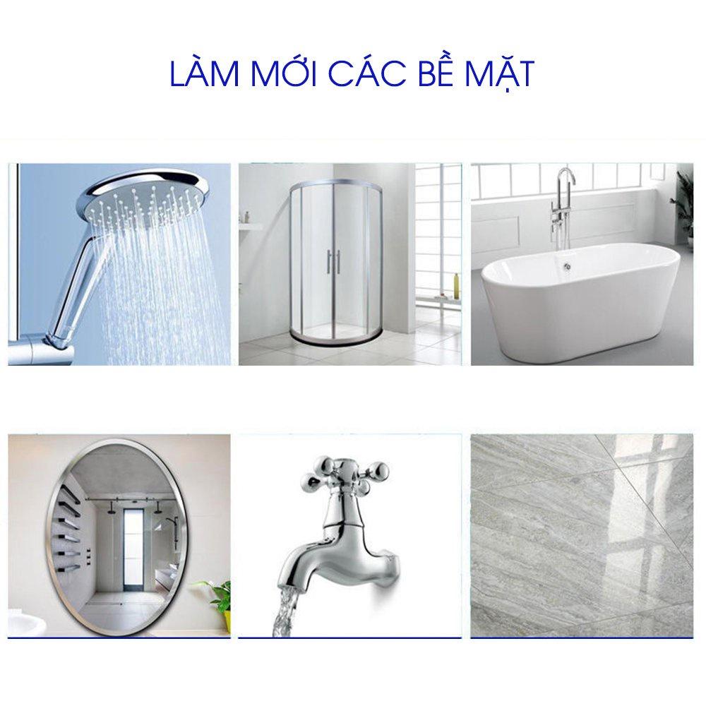 Tẩy cặn canxi nhà tắm, tẩy sạch cặn canxi bám trên vòi sen inox, vách kính, bồn sứ, gương soi