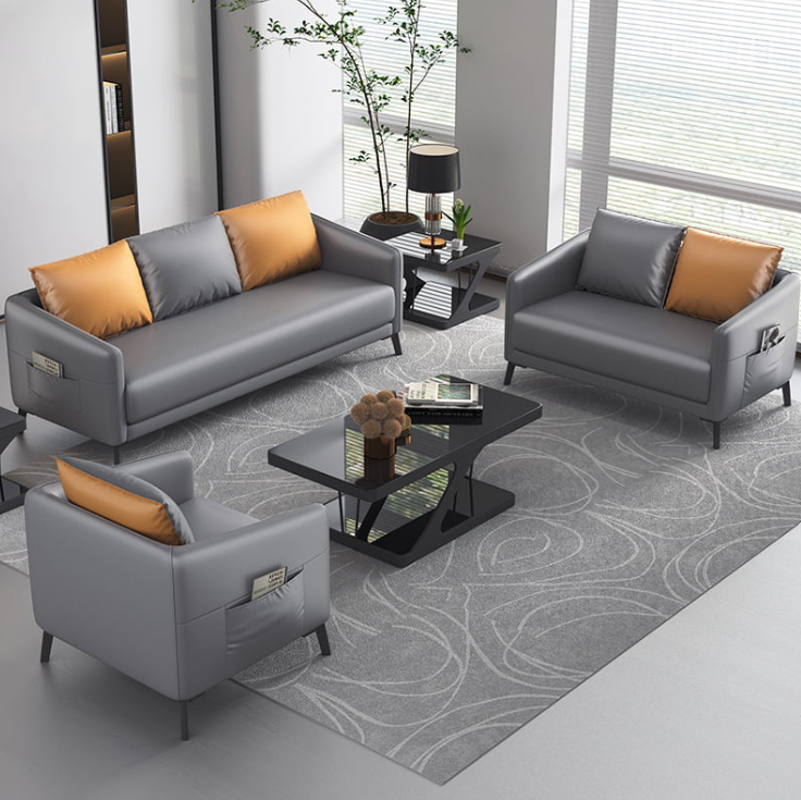 Bộ sofa da văn phòng giá rẻ Tundo kèm ghế đơn HVPCT-12