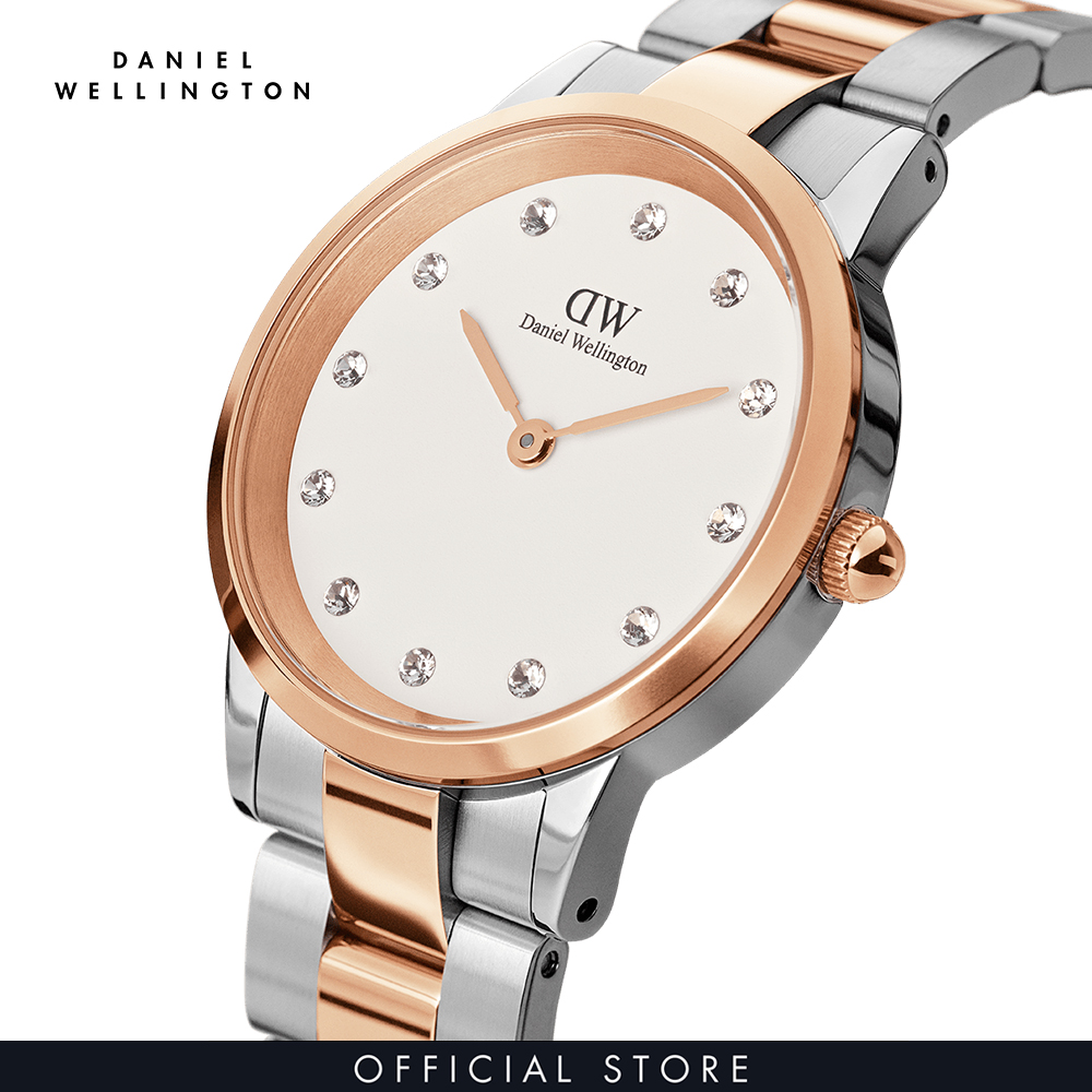 Đồng hồ Daniel Wellington dây thép không gỉ - Iconic Lumine trắng-bạc - vàng hồng