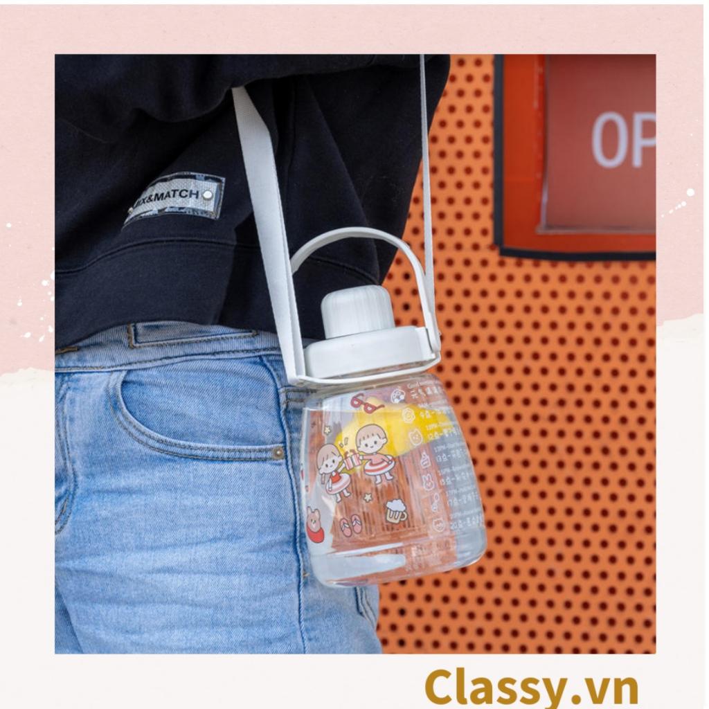 Bình đựng nước 1L Classy có ống hút tiện lợi, họa tiết hoạt hình dễ thương PK1096