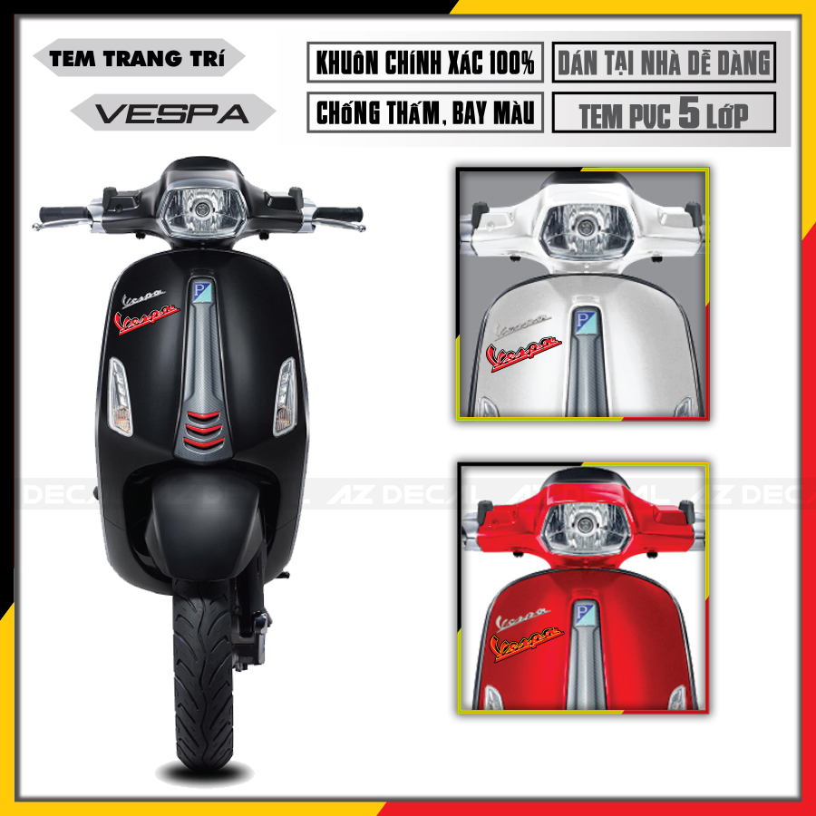 Tem Chế Xe Vespa Sprint/LX/GTS | VP19 | Decal Rời Dán Xe Chất Liệu PVC Cao Cấp, Khuôn Cắt Sẵn Dễ Dàng Tự Dán