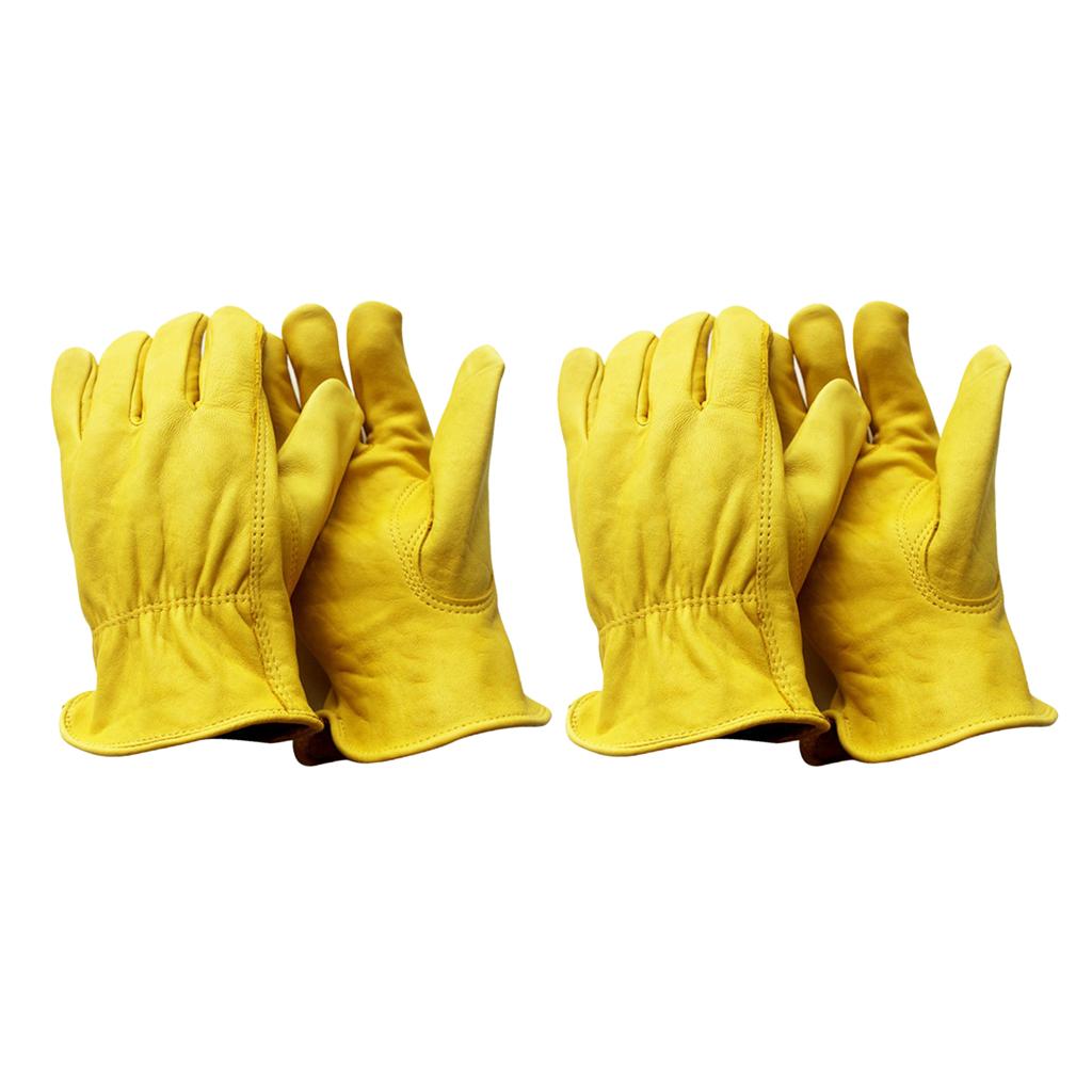2 Pairs Durable Industrial Safety Gloves Construction Leather Work Gloves L