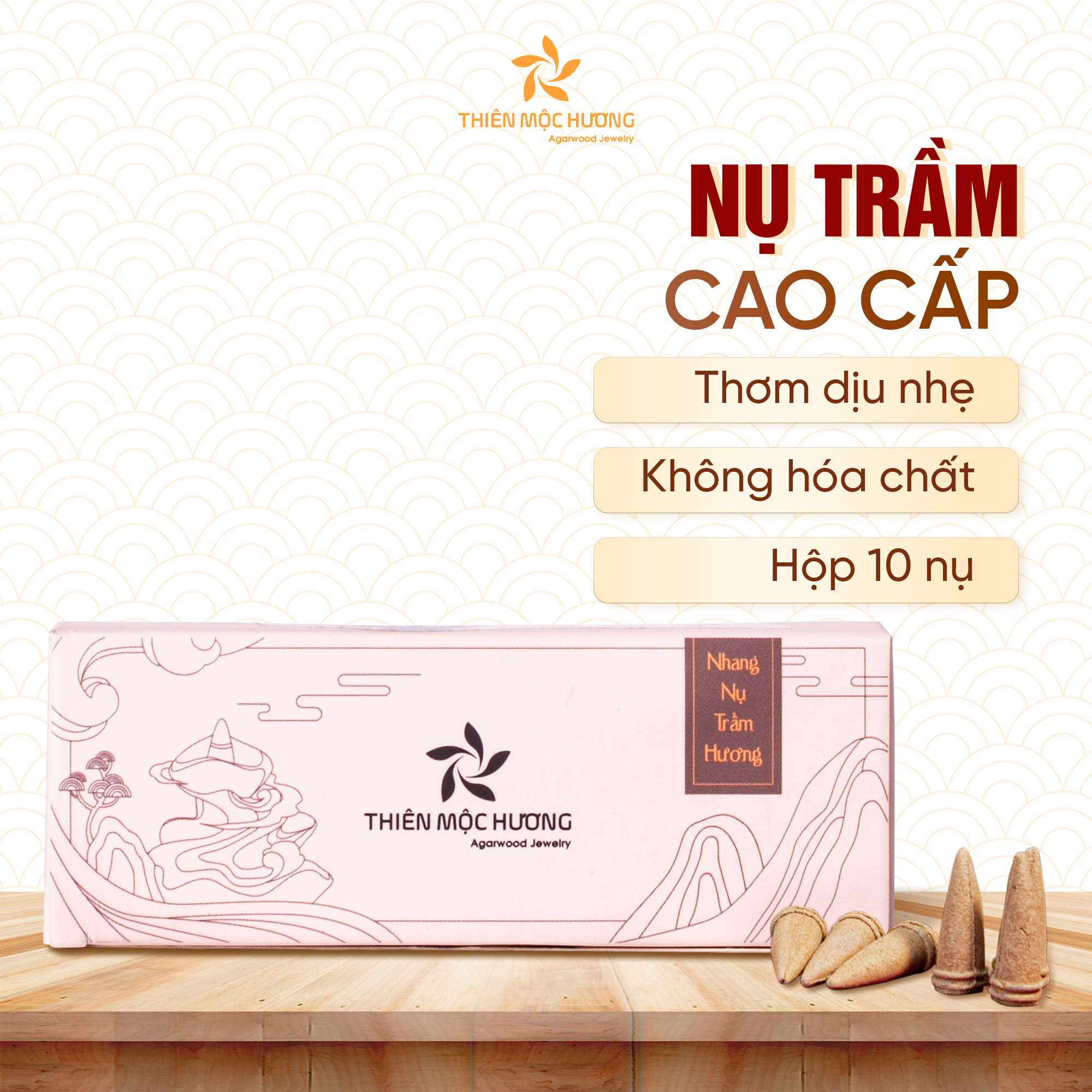 Nhang nụ trầm hương tự nhiên khói ngược - Thiên Mộc Hương - Trầm Hương đốt 12 năm - Nhang trầm sạch, nhang thơm - 10 nụ