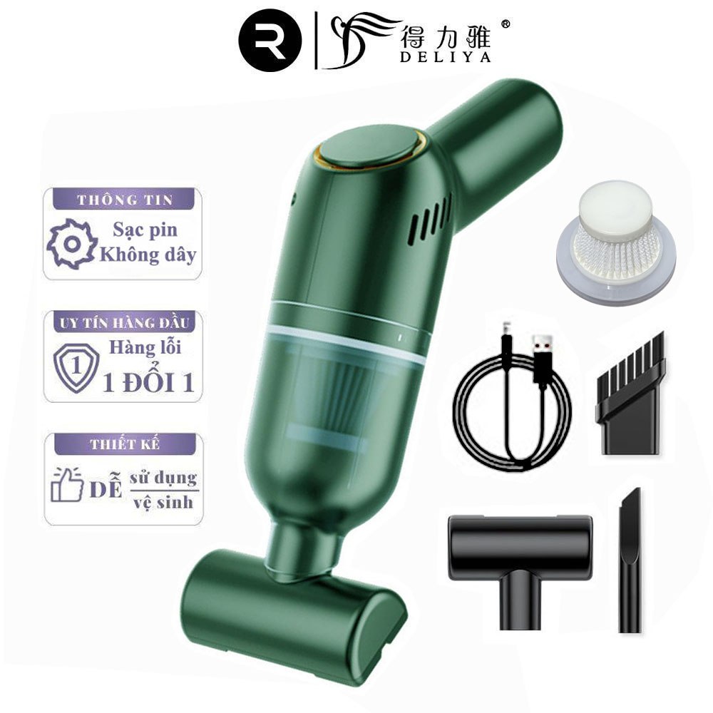 Máy hút bụi cầm tay mini không dây, hút bụi ô tô, xe hơi, hút bụi giường nệm DELIYA lực hút 9000PA - HÀNG CHÍNH HÃNG