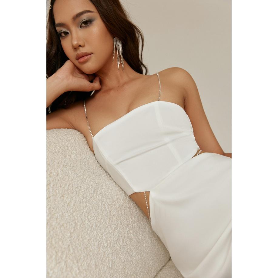 Nene Clothing - Đầm xẻ eo cúp ngang, dây đá