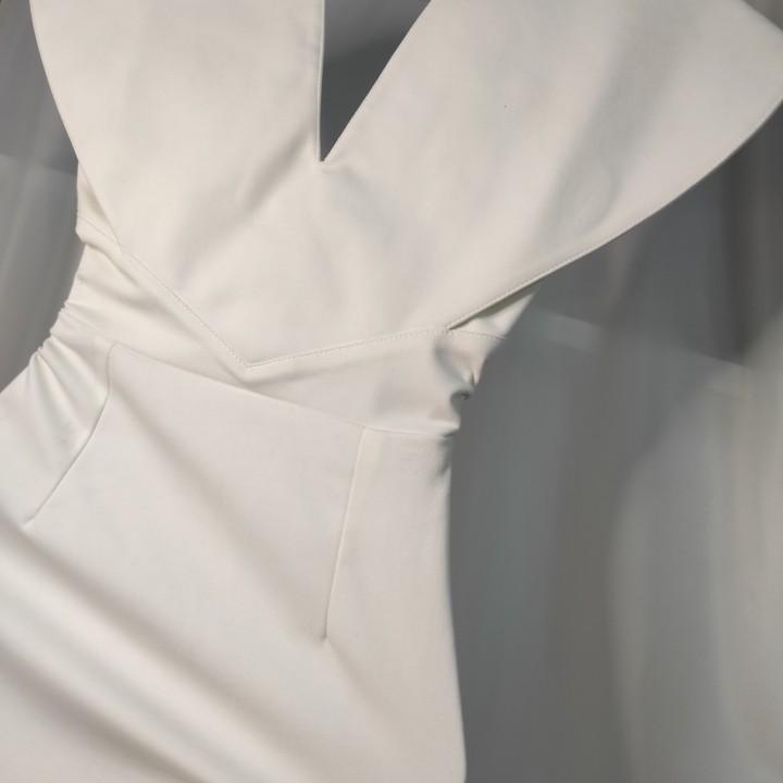 Đầm váy body nữ cao cấp tim dự tiệc văn phòng sang chảnh ngắn tay màu trắng