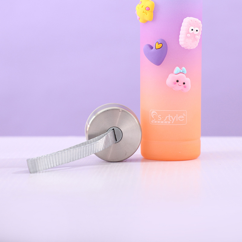 Combo 3 bình đựng nước chia vạch kèm sticker dán đễ thương