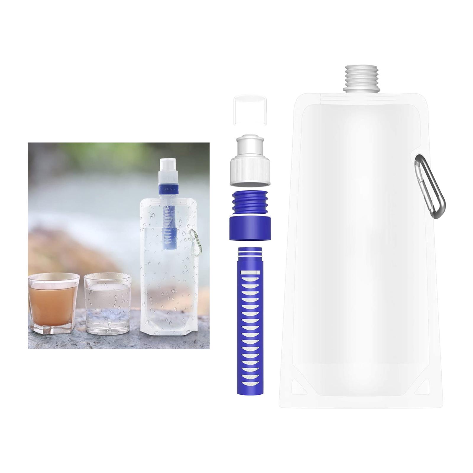 Collapsible Water Filter Canteens for Hiking, Water Bag/Bottle with Filter, Squeeze Water through a Filter, BPA Free Leakproof, Emergency Preparedness