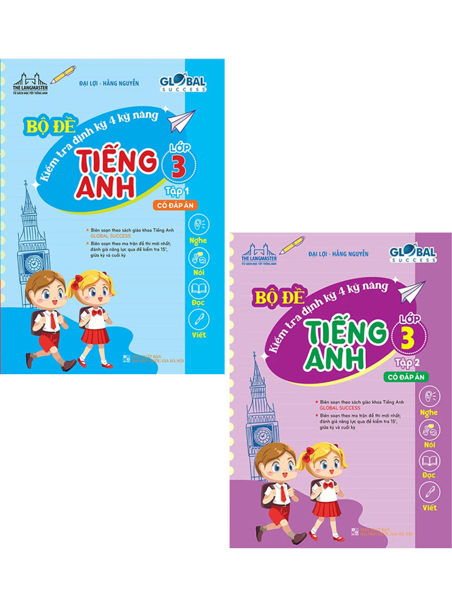 Combo Bộ Đề Kiểm Tra Định Kỳ 4 Kỹ Năng Tiếng Anh Lớp 3 - Tập 1 + 2 _MT