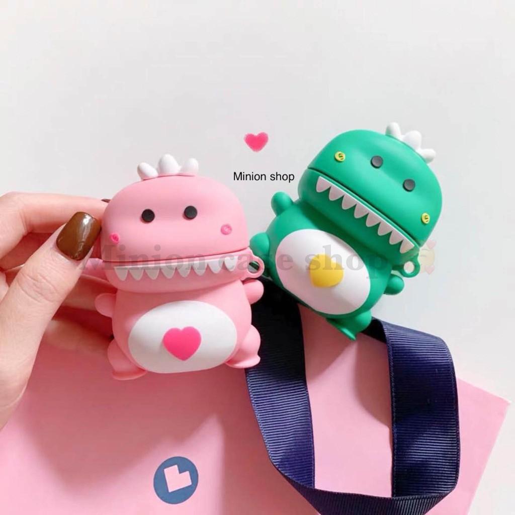 Bao Case Ốp dành cho airpod 1 và 2, cho tai nghe bluetooth i11,i12, i100, i9s... silicon 3D khủng long kute cao cấp