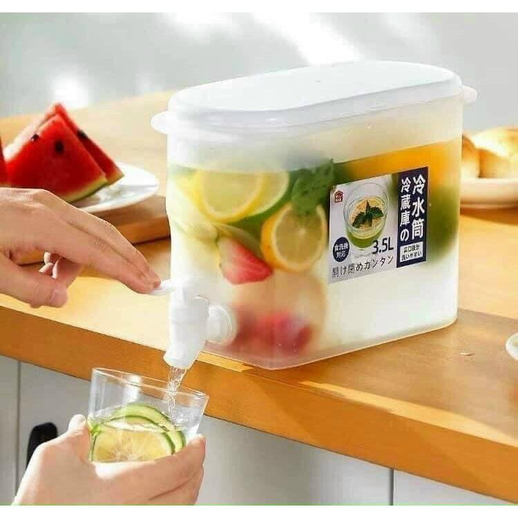 Bình Đựng Nước, Nước Hoa Quả 3,5L Có Vòi Thiết Kế Thông Minh, Để Tủ Lạnh, Nhựa Pp An Toàn, Dễ Dàng Tháo Lắp Lau Rửa - Hàng Chất Lượng