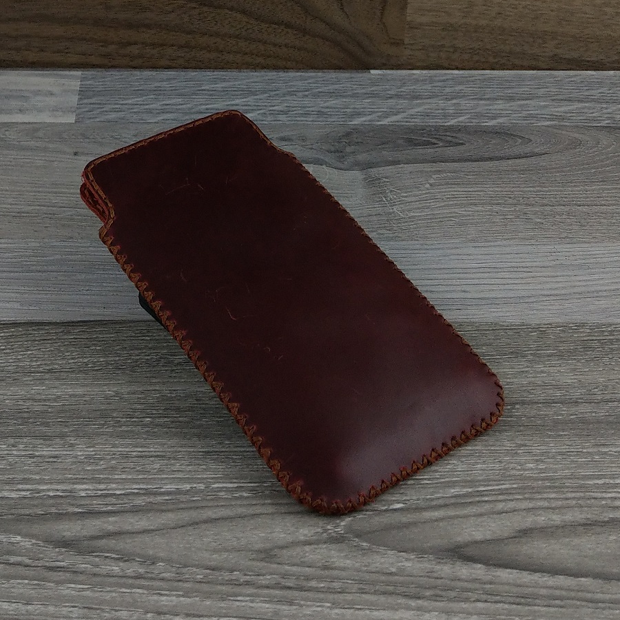Bao Da Túi Rút dành cho Iphone X/XS Da Bò Sáp Màu Nâu Đỏ