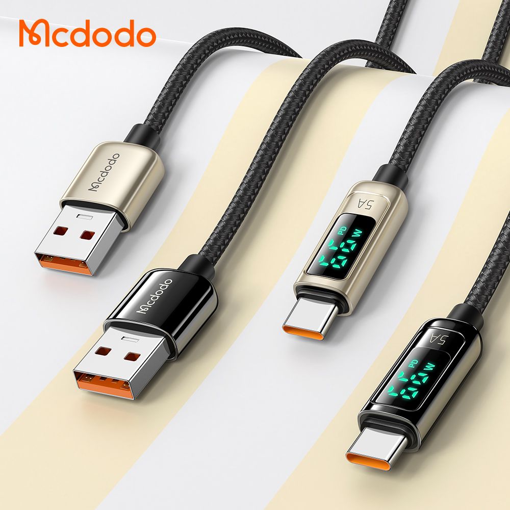 Dây Cáp Sạc USB Type C Mcdodo CA-8861 Sạc Nhanh 5A PD66W  QC4.0 Vooc Truyền Dữ Liệu USB2.0 Đèn Led Hiển Thị Công Suất Dài 1.2m - Hàng Chính Hãng