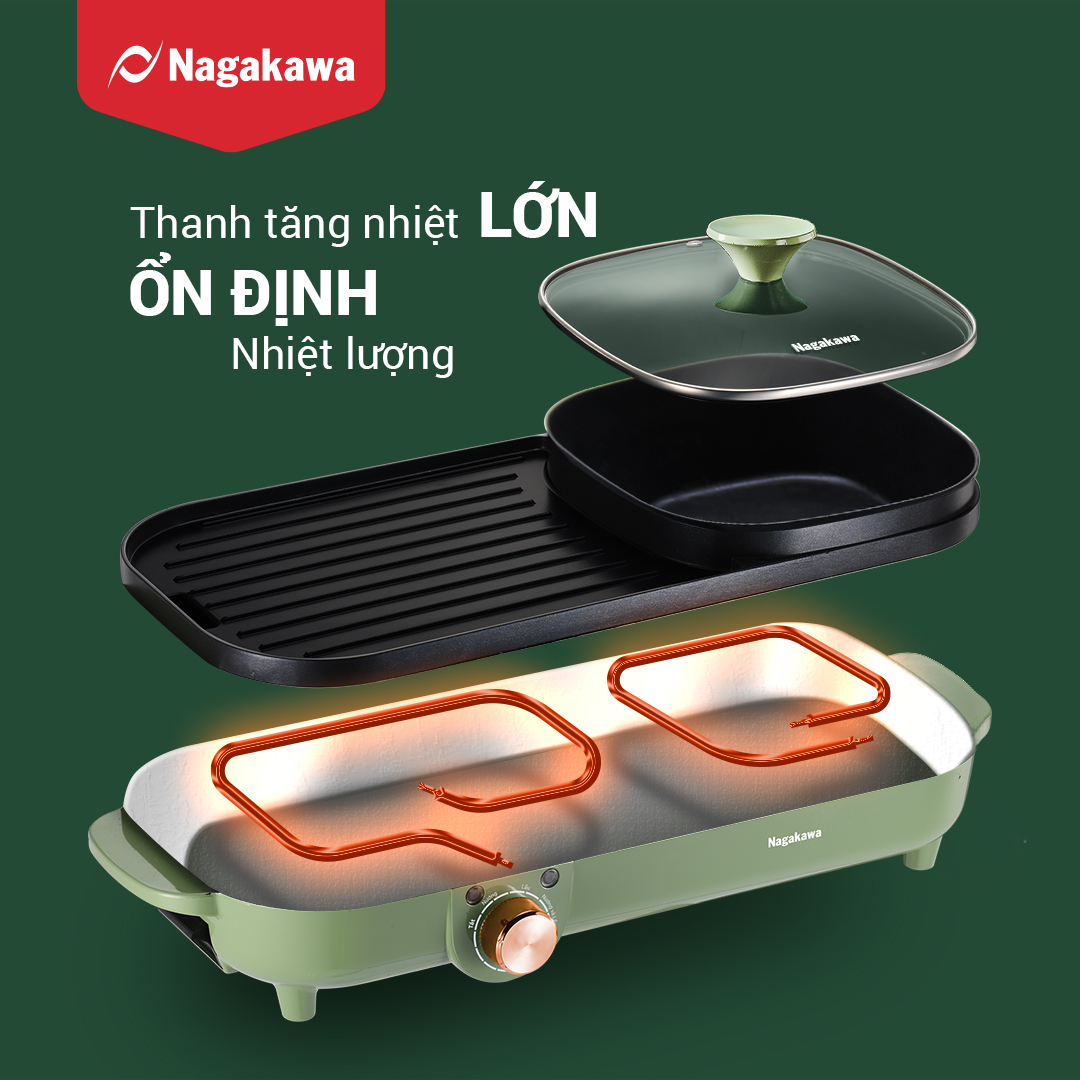 Bếp lẩu nướng điện đa năng Nagakawa NAG3104 (1500W) - Hàng chính hãng