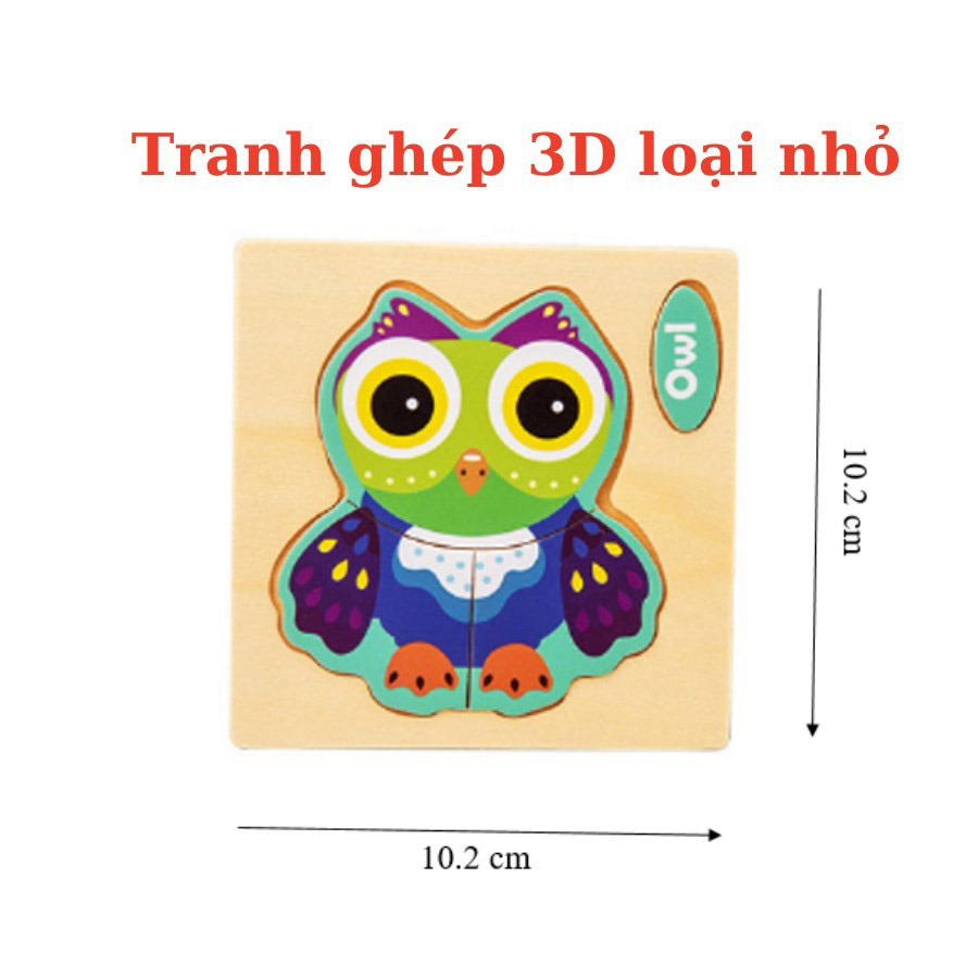 Bộ đồ chơi ghép hình 3D gỗ tranh với hình các con vật, xe cộ ngộ nghĩnh (Loại lớn)