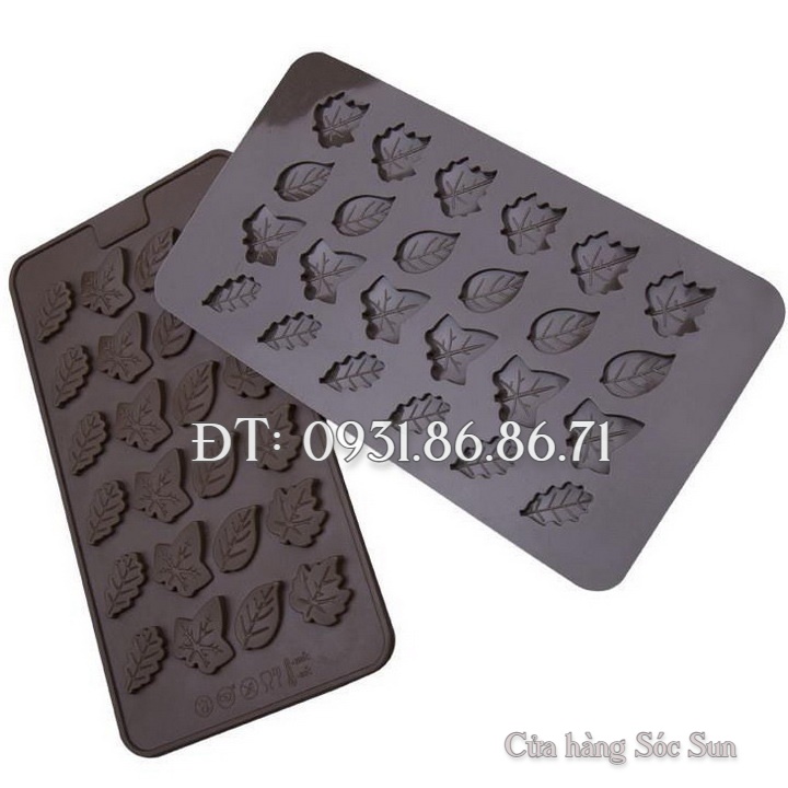 Khuôn silicon 24 chiếc lá hoa hồng – Mã số 1448