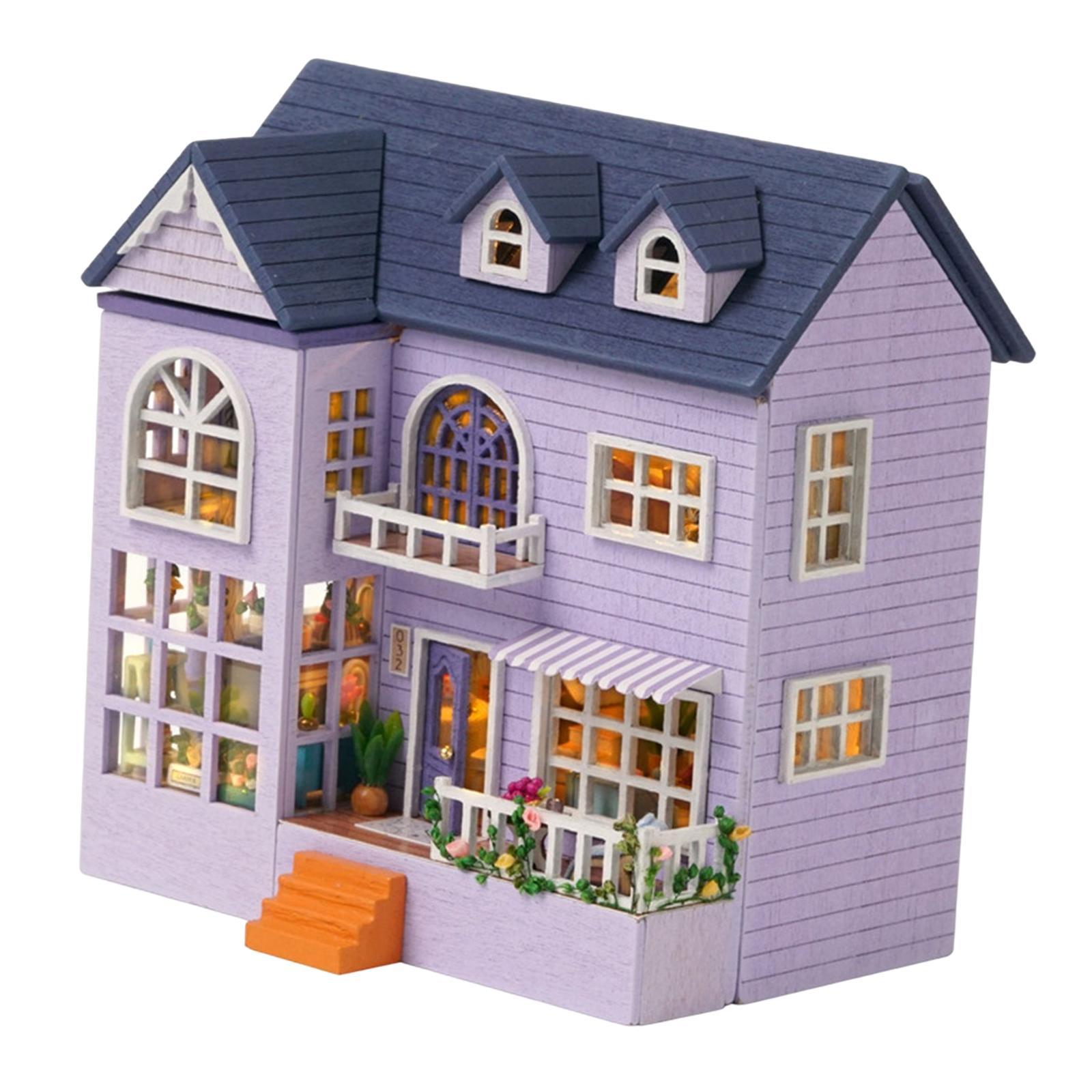 2pcs Miniature Wooden Dollhouse DIY Kit 3d Wooden Puzzle Valentine's Gift