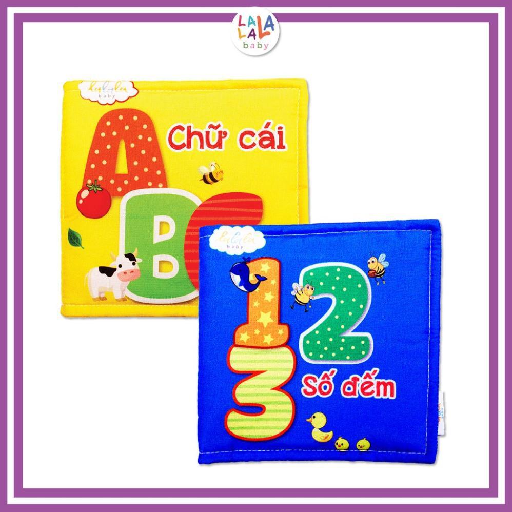 Combo 2 cuốn sách vải Lalala baby, kích thích đa giác quan, kích thước 15x15cm 12 trang (Số đếm, chữ cái)