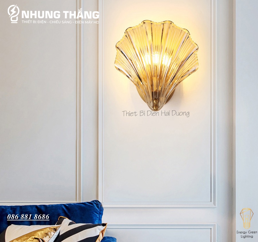 Đèn Tường Vỏ Sò DT-012 - Mặt Thủy Tinh Trắng Trong Suốt Cao Cấp - Decor Trang Trí - Sử Đụng Đui E14 - Bóng Bắp Ngô - Có Video