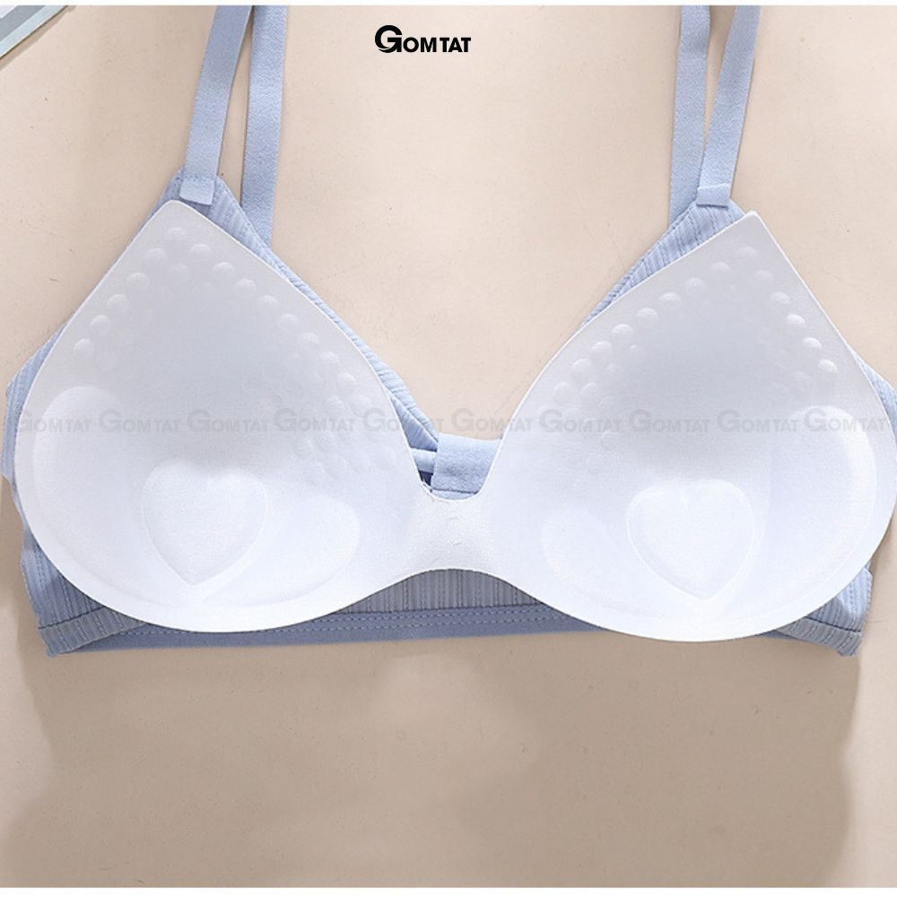 Áo bra thắt nơ 2 dây không gọng đệm mỏng siêu nâng ngực, áo lót nữ hở lưng chất cotton siêu thoáng khí - BRANO-003