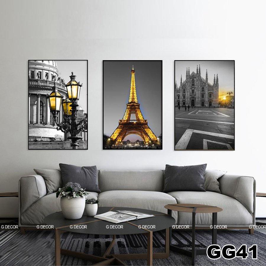 Tranh treo tường canvas 3 bức phong cách hiện đại Bắc Âu 195, tranh decor trang trí phòng khách, phòng ngủ, phòng ngủ