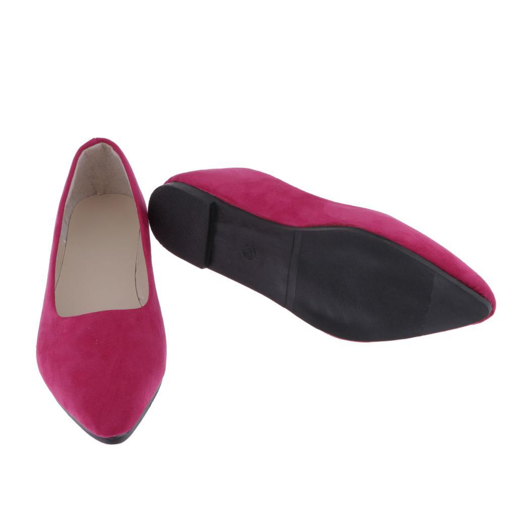 Women Casual Shallow Mouth Shoe Pointed Toe Shoe Working Flat Shoes Red 37