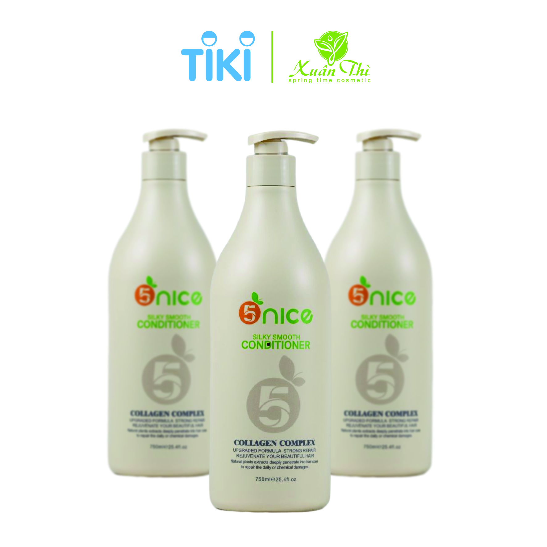 Bộ gội xả ngăn gàu collagen keratin dưỡng tóc hư tổn 5NICE – 750ml