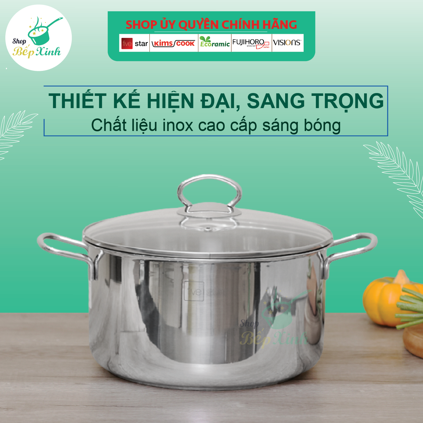 Bộ nồi inox Fivestar 3 đáy từ 18cm và 24cm nắp kính