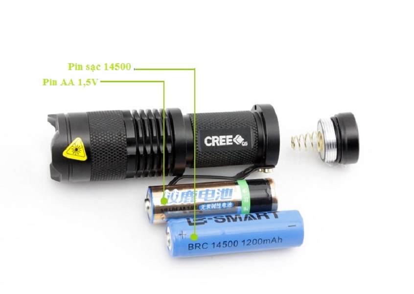 Đèn pin mini siêu sáng Cree đã bao gồm sạc và pin-Hàng nhập khẩu