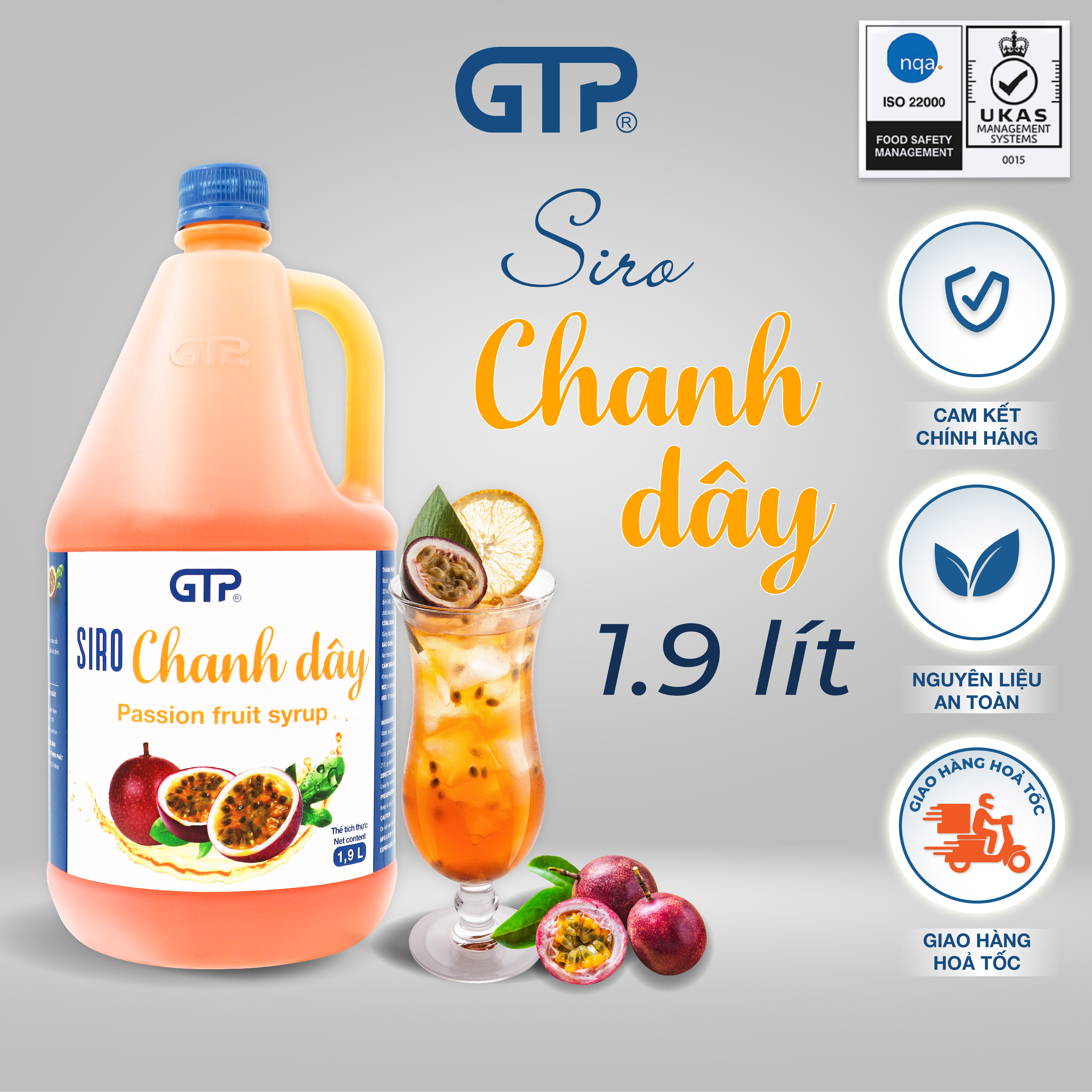 Siro chanh dây GTP - Chuyên dùng pha chế: Trà sữa, Trà trái cây, Cocktail, Mocktail…