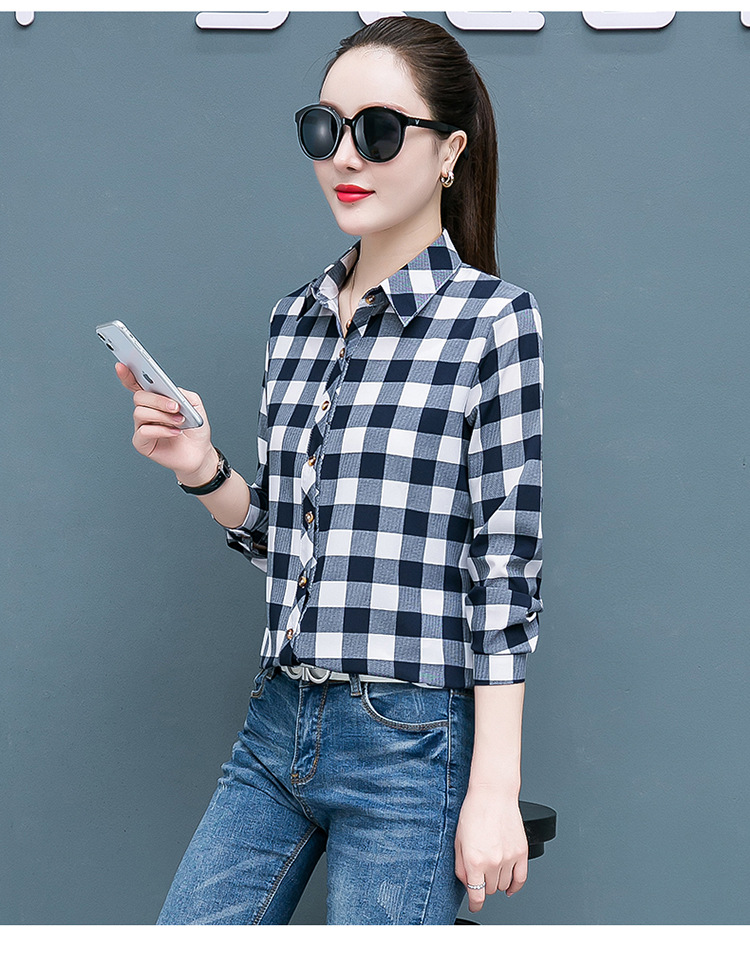 Sơ mi nữ công sở kẻ sọc caro dài tay thời trang công sở lịch sự Mã 30