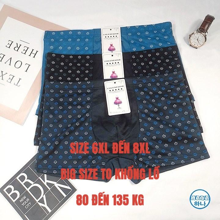 Combo 3 Quần lót nam đùi boxer lụa sữa cao cấp siêu mềm mịn siêu thoáng khí BIG SIZE SIZE LỚN (80 ĐẾN 135 KG)quan chip