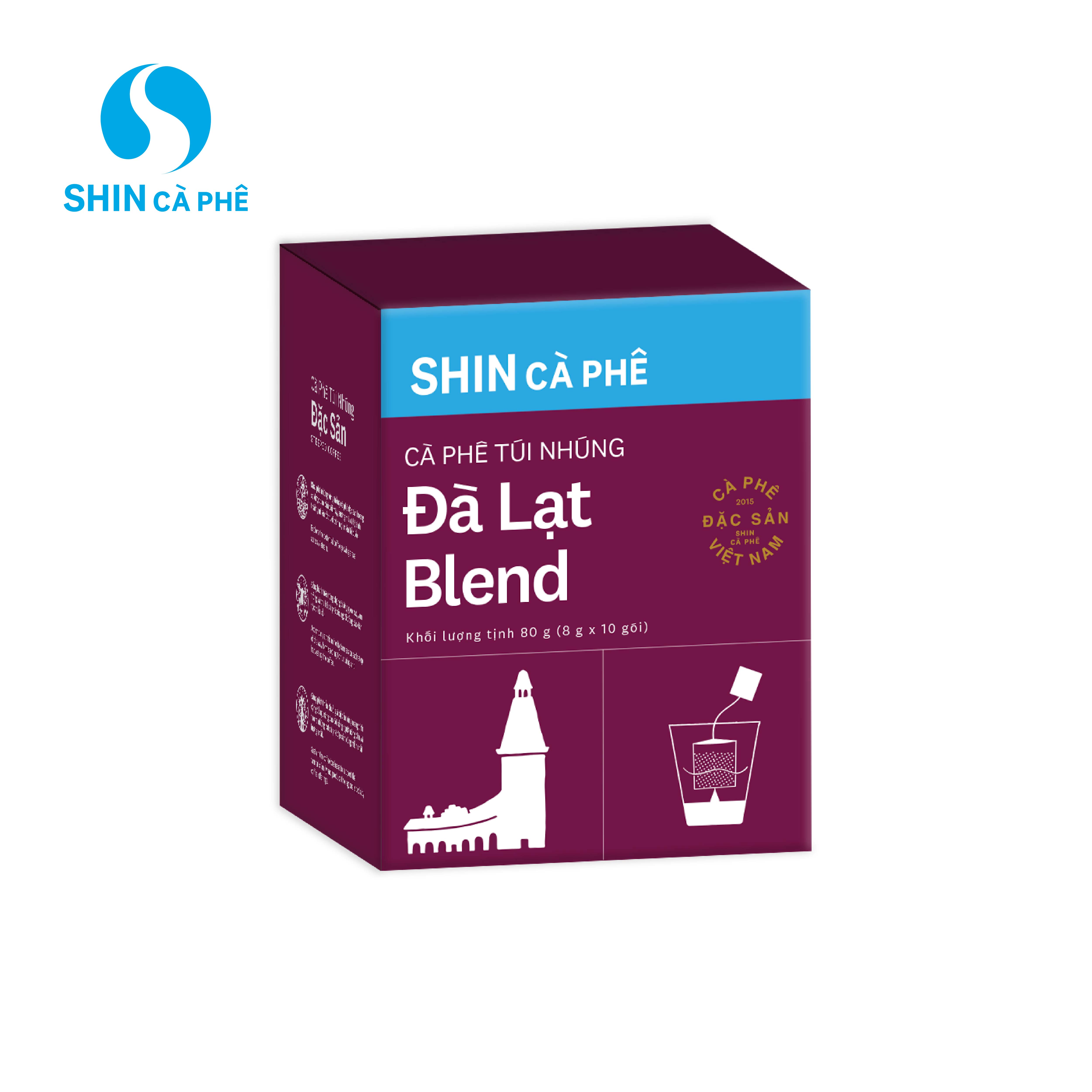 SHIN Cà Phê - Cà phê túi nhúng đặc sản Đà Lạt Blend hộp 10 gói