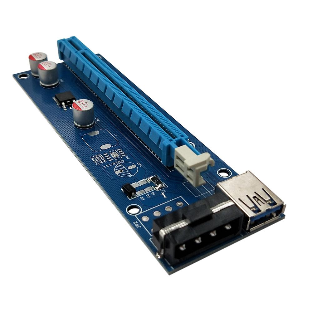 PCI-E 1X to PCI-E 16X Adapter Card PCI-E 4Pin Converter Card with USB3.0 Data Cable SATA Power Cable for Bitcoin Mining