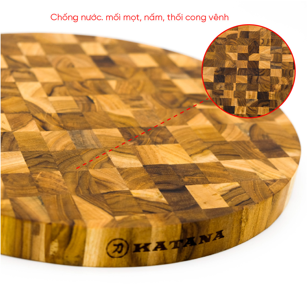 Thớt gỗ teak cao cấp  loại mỏng TKT01 - thớt tròn kích thước 25x300x300mm
