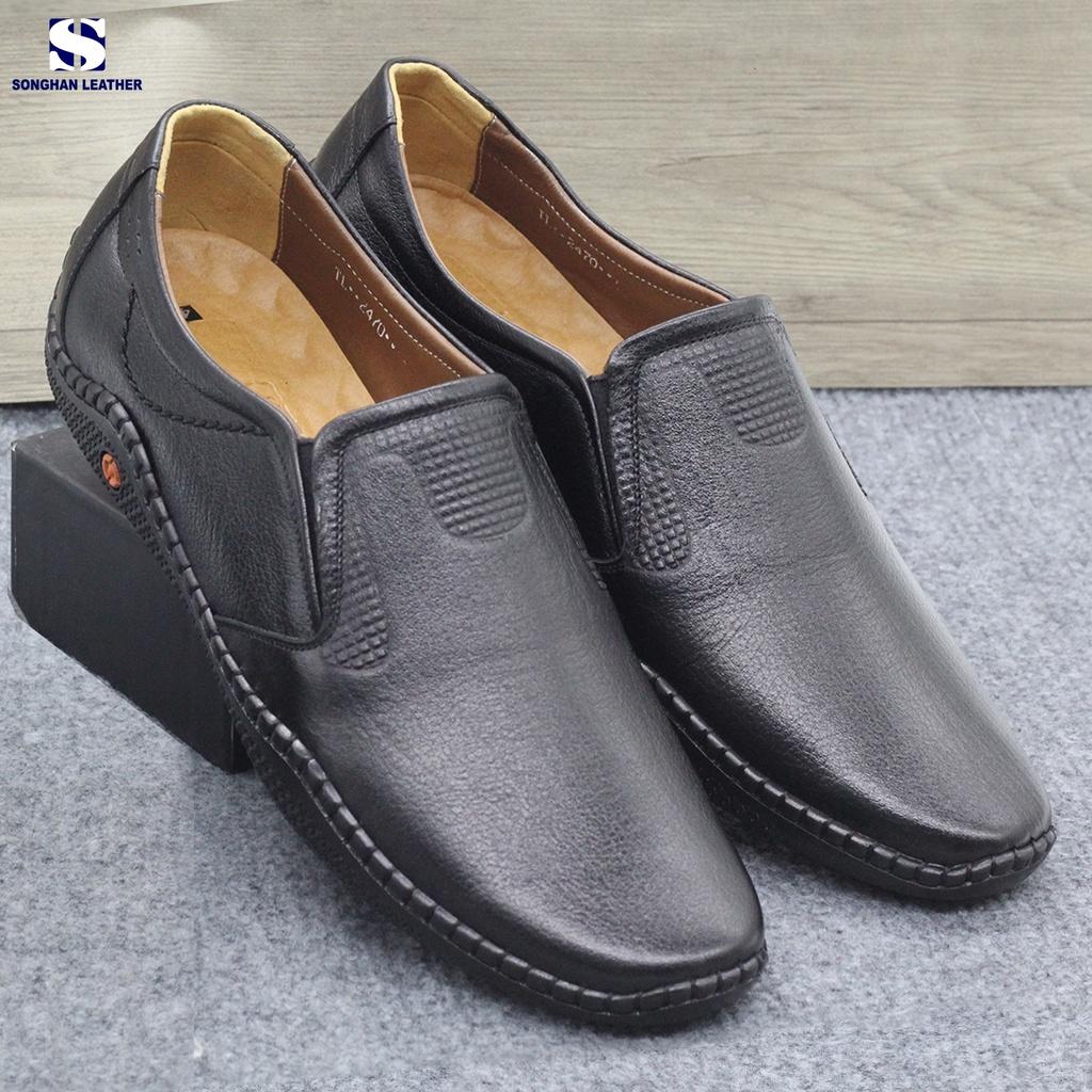 Giày Lười Bệt Nam Da Bò Vân Voi Cao Cấp Songhan Leather SM02. Giày Da Khâu Tay Thủ Công.Bảo Hành 12 Tháng