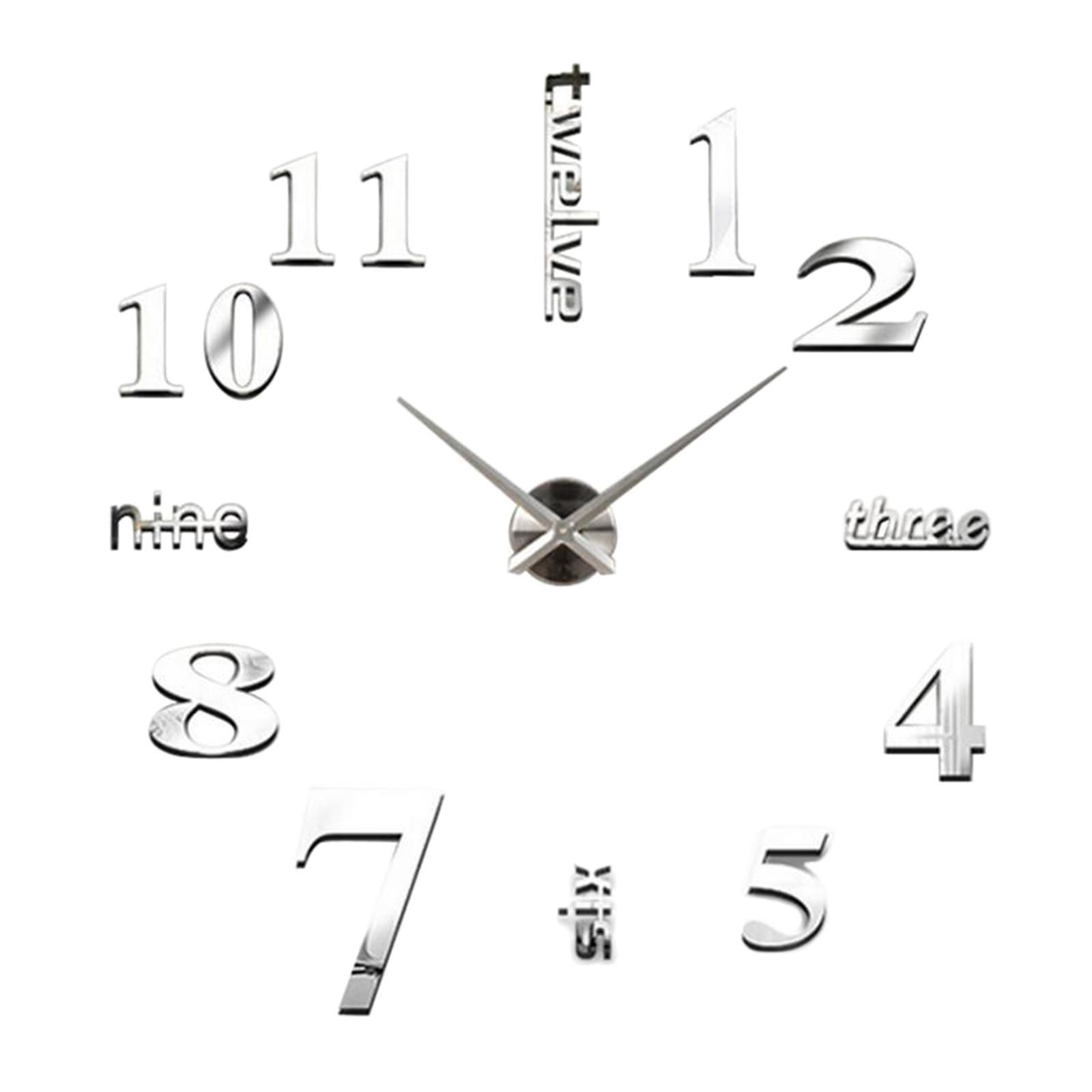 DIY Frameless Wall Clock 3D Mirror Clocks Living Room